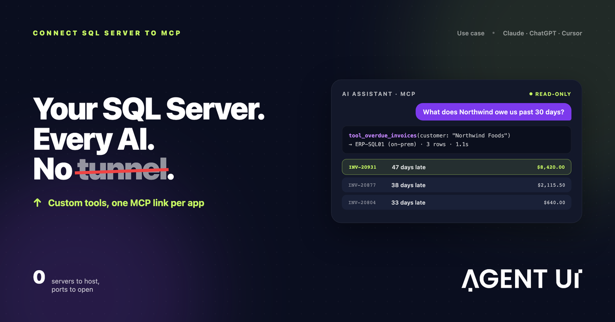 Connect SQL Server to MCP | Custom Tools for Claude & ChatGPT | Agent UI