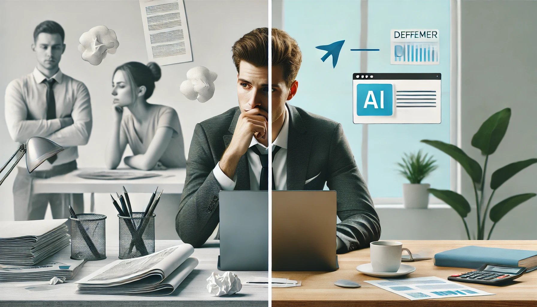 Overwhelmed business person with multiple tasks