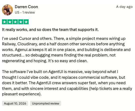 Verified Trustpilot review — Darren Coon: It really works, and so does the team that supports it.