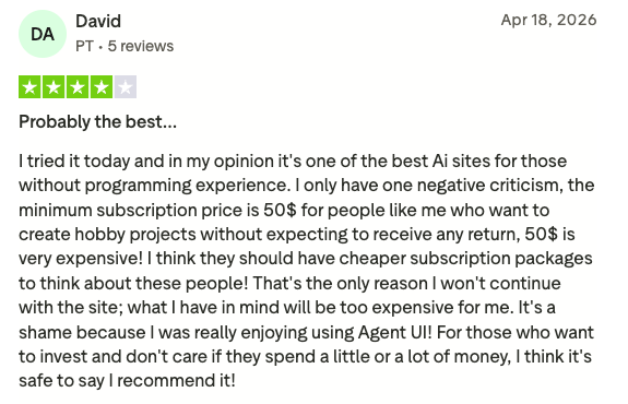 Verified Trustpilot review — David: Probably the best…