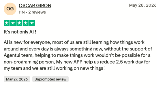 Verified Trustpilot review — Oscar Giron: It's not only AI!