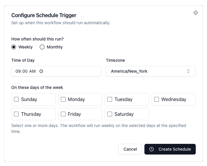 Schedule triggers