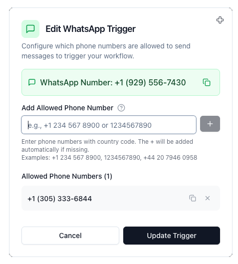 WhatsApp triggers